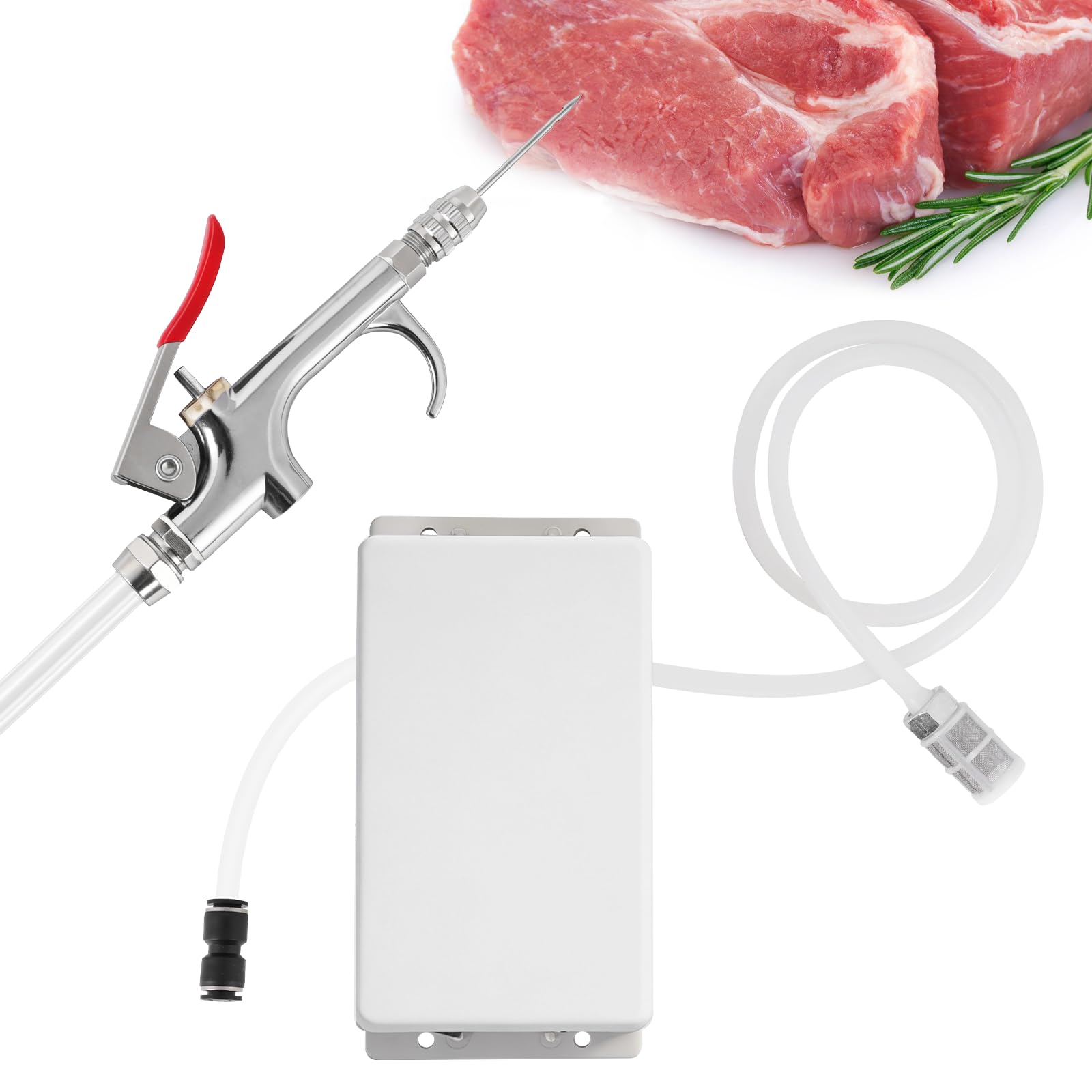 MXBAOHENG 70W Elettrico Marinata Iniettore Siringa di Carne con 10 Aghi Pompa Siringa per Marinatura Elettrica Siringa per Carne in Acciaio Inox Pistola Singola per arrosto di Tacchino, Maiale, Manzo