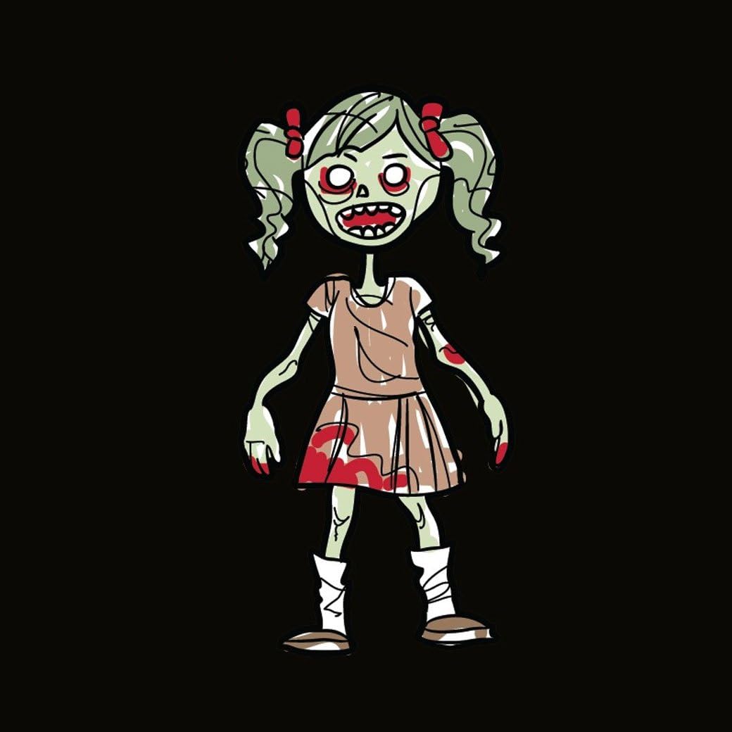 Shaboo Prints Family Car Stickers 4 inches Tall Vinyl Auto Decal, Zombie Toddler Girl/Girl Kid (Made in The USA)