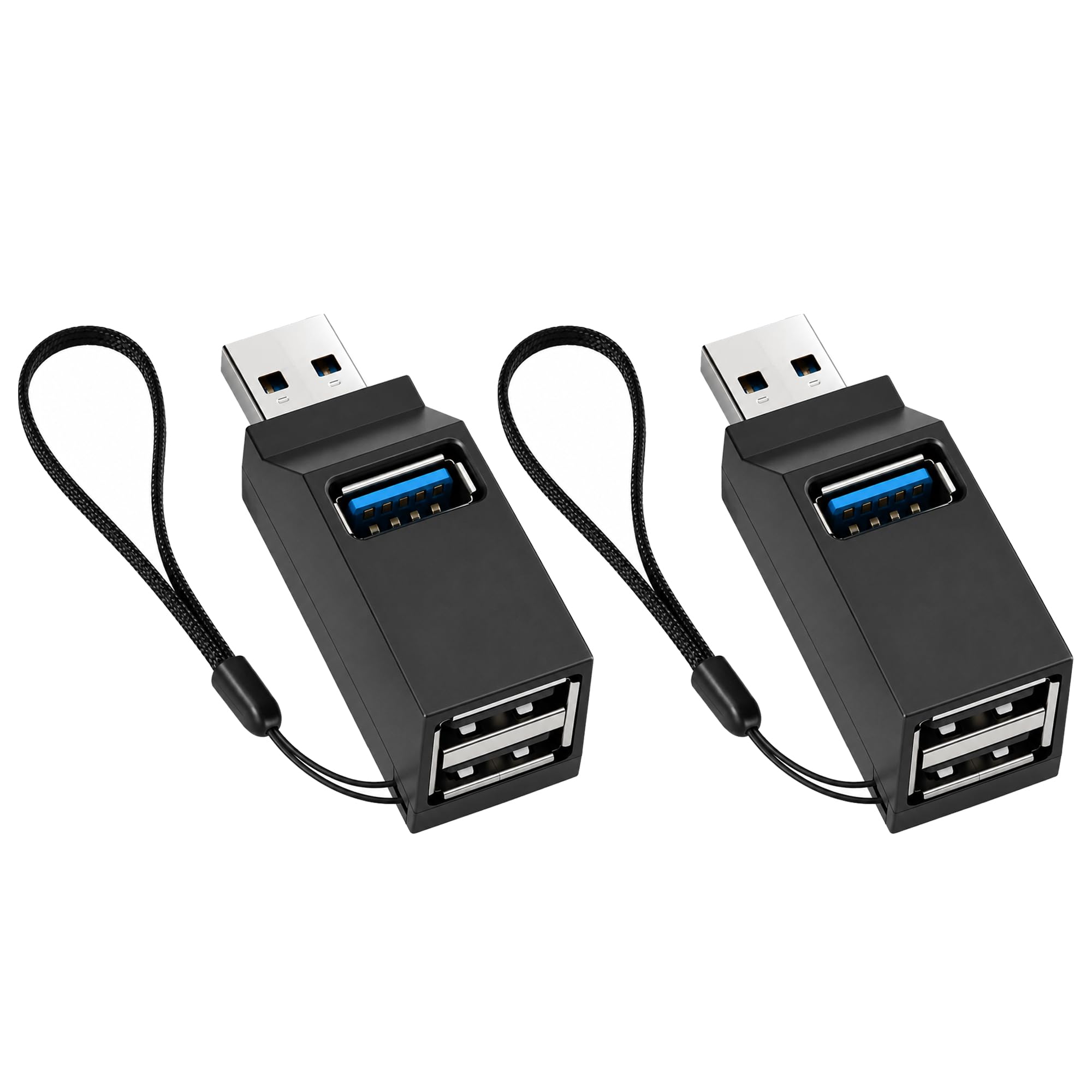 USBハブ 3ポート2個入り POTRRCIUSUER USB3.0＋USB2.0コンボハブ 超小型 バスパワー usbハブ USBポート拡張 高速 軽量 コンパクト 携帯便利 (ブラック)