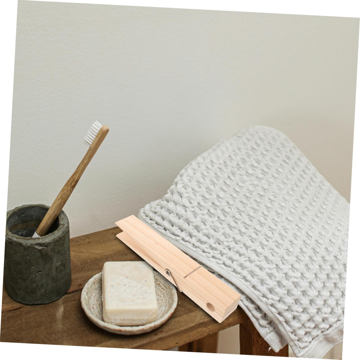 2 Stück Jumbo Klammer Handtuchhalter Beige Rustikaler Stil für Badezimmer und Außenbereich 30x4x5cm Einfache Bedienung
