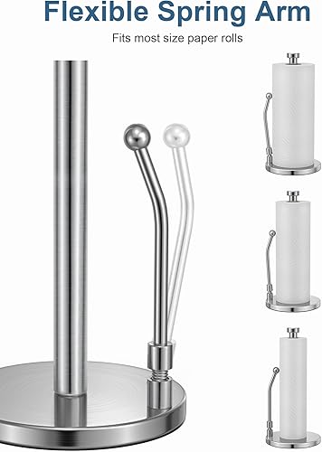 Miniatura 4 de SMARTAKE Soporte de papel para toallas, de acero inoxidable, organizador de papel vertical, dispensador de rollo para cocina, encimera, mesa de