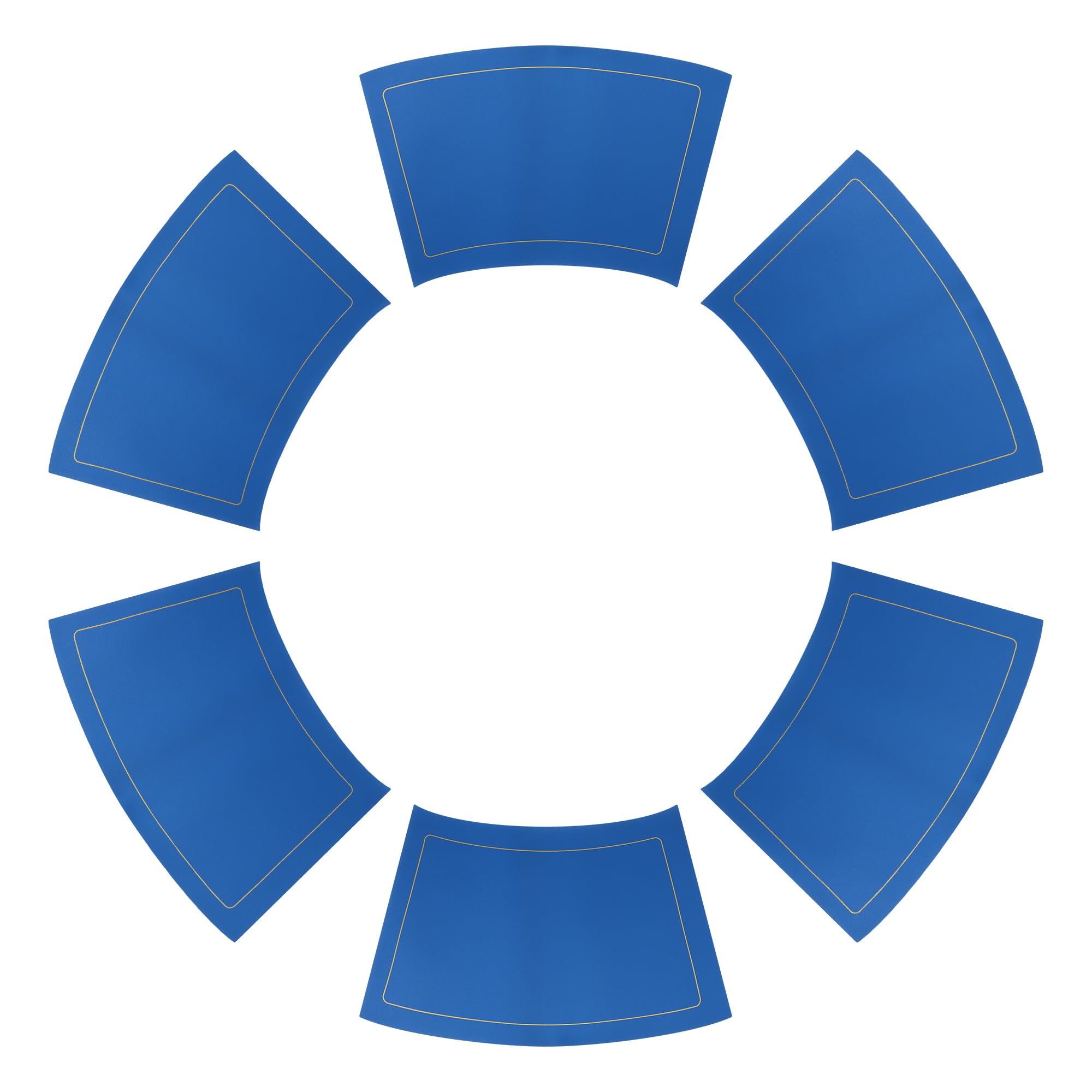 uxcell Round Table Placemats, Set of 6 Wedge Faux Leather Placemats Heat Resistant Round Table Mats, Wipe Clean 20x12 inch Blue