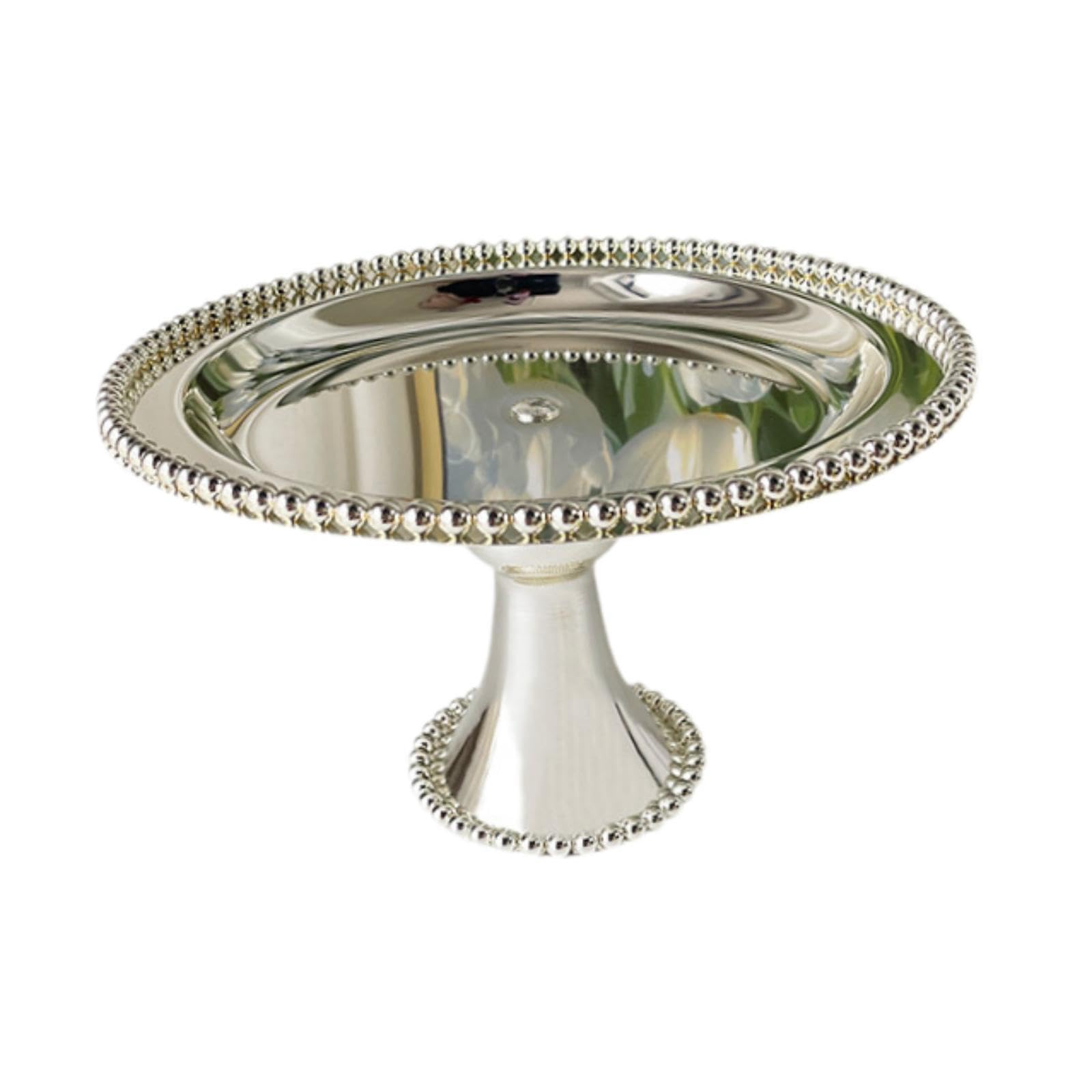 Présentoir à Gâteaux Plateau à Dessert Assiette sur Pied Cloche Pâtisserie Support En Fer Décoratif Robuste pour Service de Friandises Adapté à La Déc, Argent