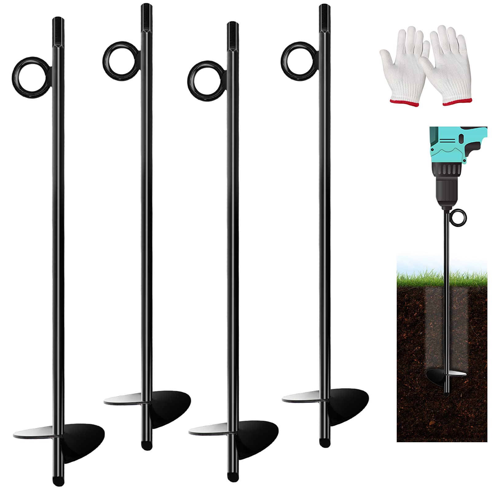 Buy SORANGEUN Ground Anchors 15.5 Inch Trampoline Anchor Set of 4 Tent