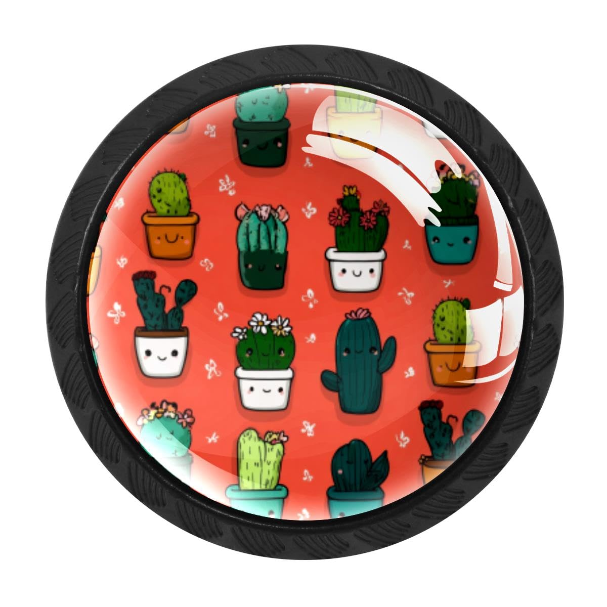 Heoeh Multi 5 4 Pcs Kitchen Cabinet Knobs, Cactus Floral Drawer Knobs Dresser Handles