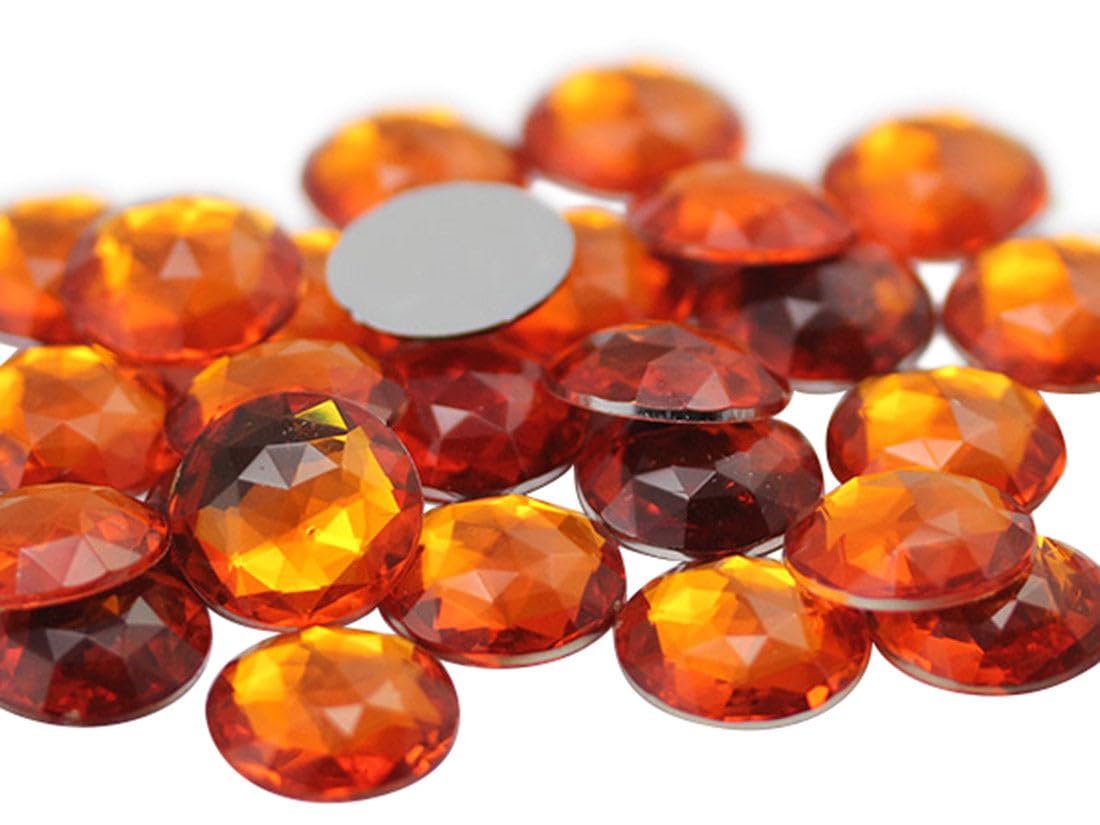 Allstarco Orange Hyacinth .Hc 11Mm Flat Back Round Acrylic Rhinestones Plastic Gems For Jewelry Making Costume Jewels Cosplay Embelishments - 75 Pieces (Orange Hyacinth .Hc)