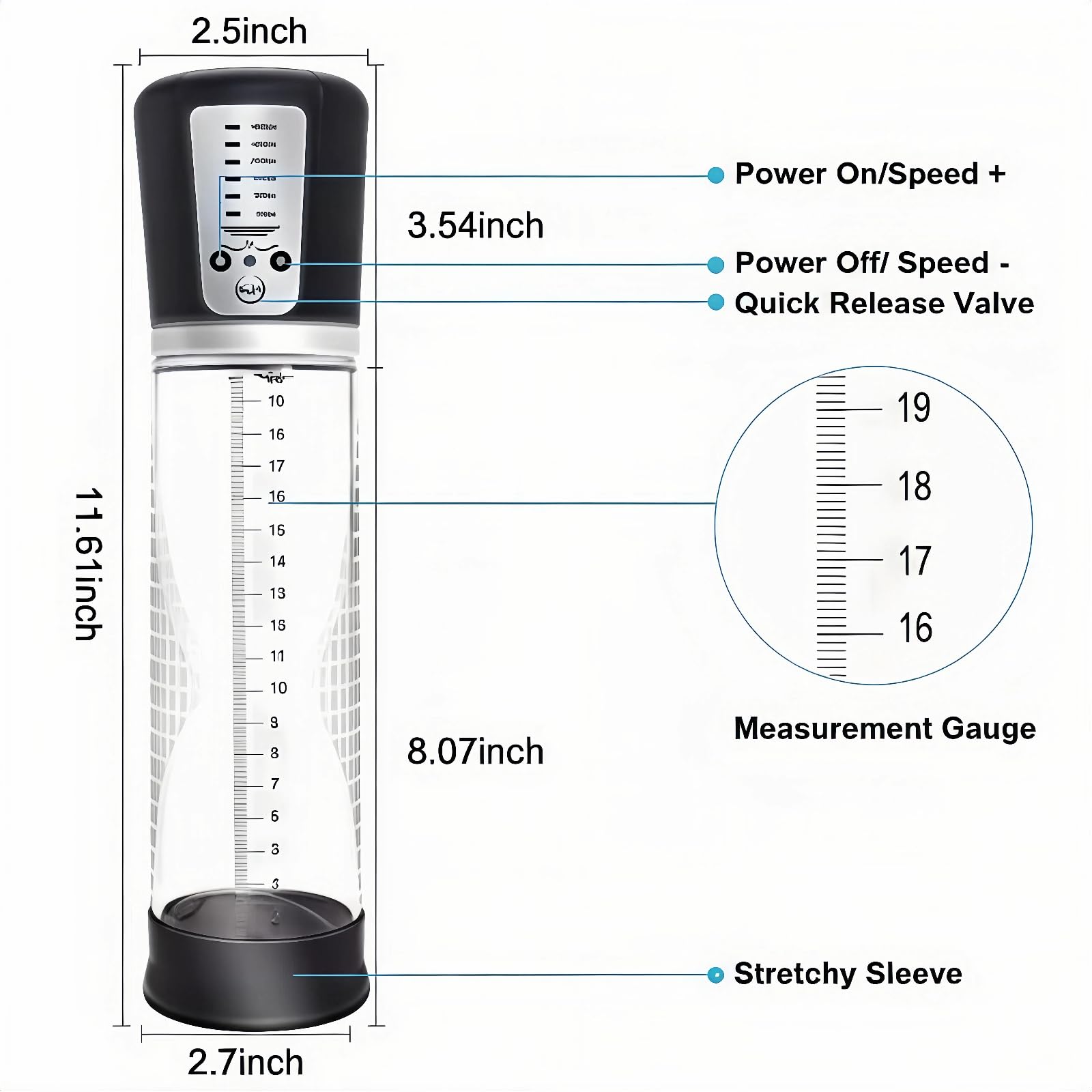 Automatic Penis Pump for Men – Rechargeable Electric Vacuum Pump with 4 Suction Intensities, Smart Pressure Display, Waterproof & Easy to Clean, Male Enhancement Tool，Sex Toys — view 4