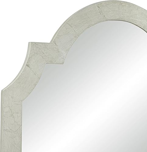 Miniatura 3 de Gabrielle Arch - Espejo de pared rectangular decorativo con marco de madera de hoja plateada brillante de 28 pulgadas de ancho para baño,