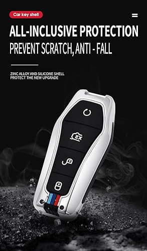 Miniatura 6 de Funda para llavero de aleación de zinc con llavero para BYD Han Ev Tang Dm 4 botones Funda protectora para llave de coche