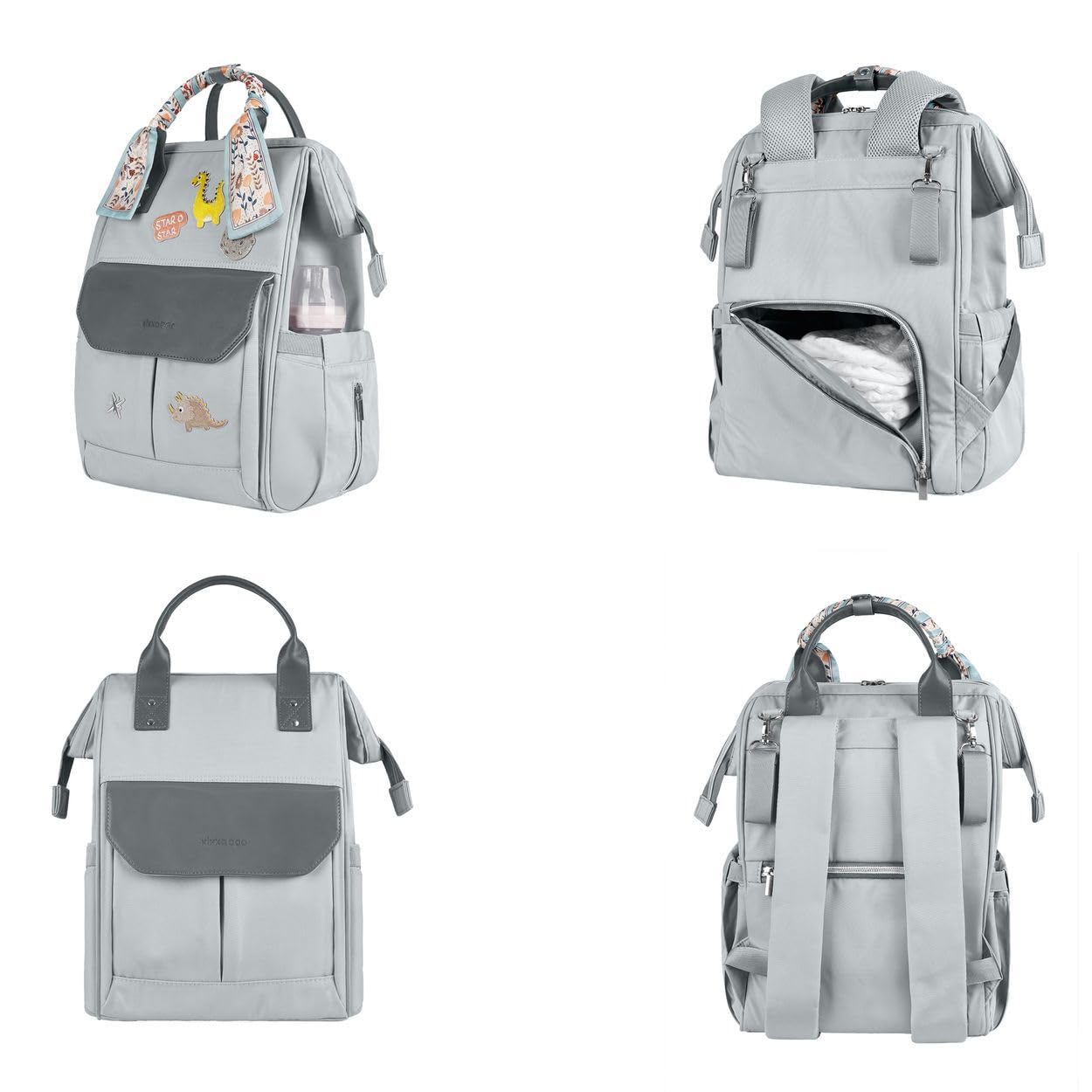 Kikkaboo Wickeltasche Myla Rucksack, Wickeltasche, abnehmbarer Aufkleber Dino