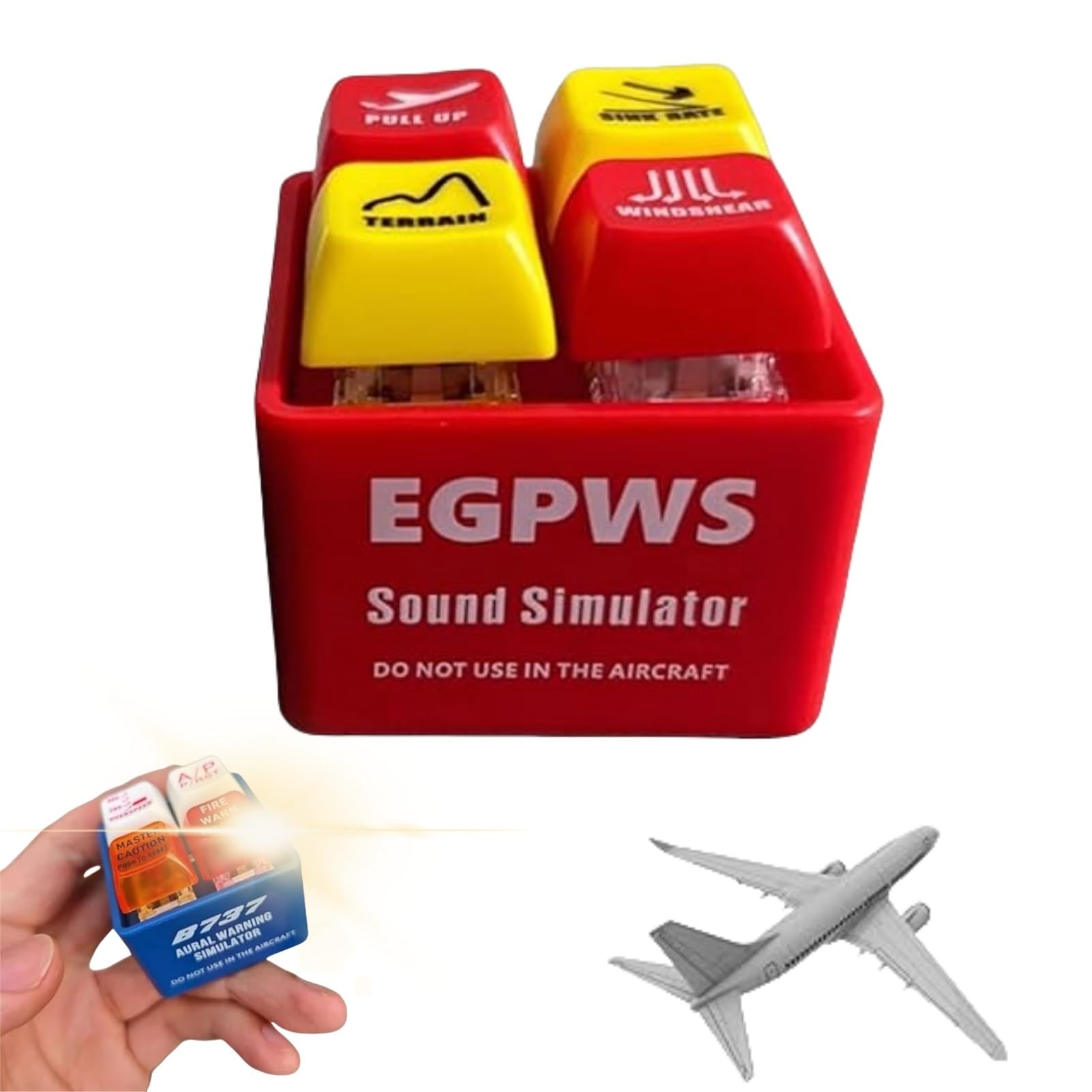 Yately Red Pilot And Crew Alert Keychain Egpws Warning Sound Simulator,Illuminated Buttons With Led Lights,Keyring For Aviation Enthusiasts(Red)
