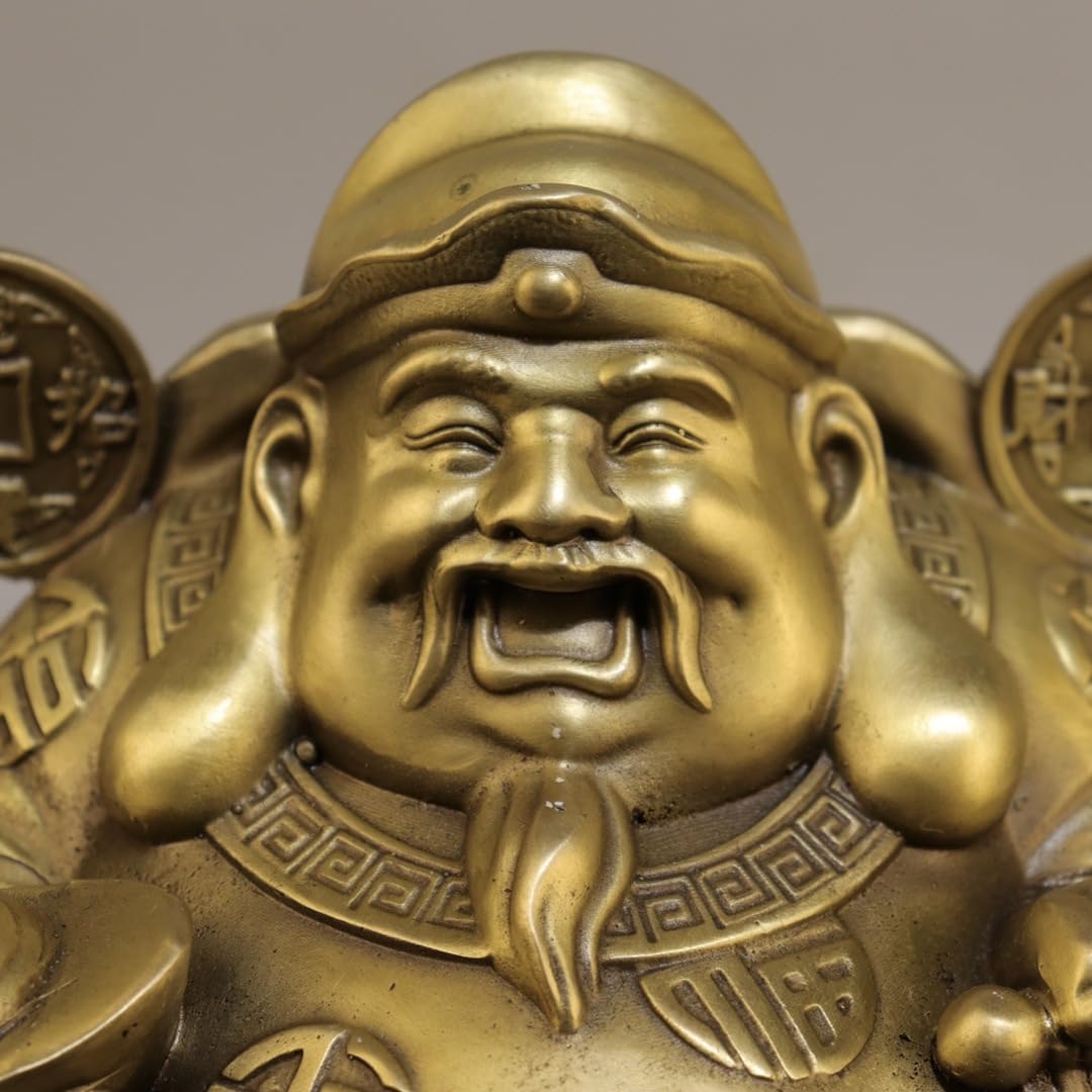 Posąg Buddy do wnętrz Statuetki kultu Mosiądz Bóg bogactwa Ozdoby Dom Biuro Sklep Rzeźba Buddy Feng Shui Dekoracja Medytująca Statua Buddy Figurka Rzeźba (S)