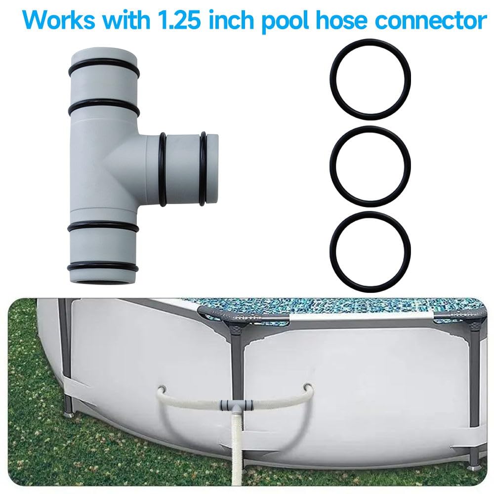 Connecteur de tuyau de piscine, joint en T de 3,2 cm, adaptateur de tuyau de piscine pour pompe de filtre de piscine, pompes de piscine gonflables, gris