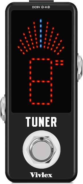 Vivlex LT-910 Chromatic Tuner Pedal High Precision Mini Pedal Tuner for Electric Guitar Bass HD LED Display Full Metal Shell with True Bypass