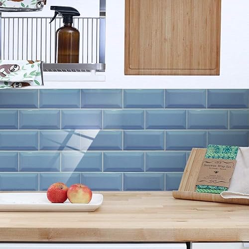 Miniatura 2 de Lukery Azulejos de despegar y pegar, impermeables para salpicaduras en muro de cocina, azulejos de color sólido, azulejos autoadhesivos, azulejos de