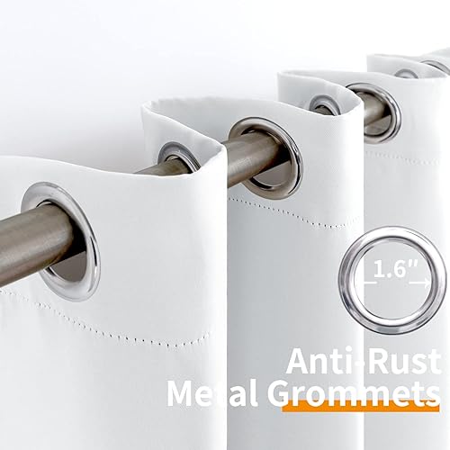 Miniatura 2 de YoungsTex Cortinas blancas para dormitorio, con aislamiento térmico y ojales en la parte superior, bloqueo de luz, para sala de estar, 2 paneles, 42