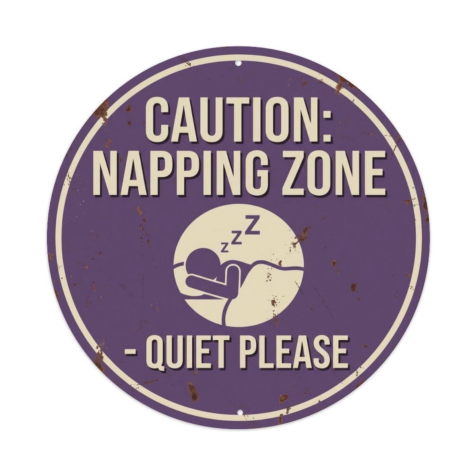 Caution Napping Zone Funny Warning Notice Metal Tin Sign