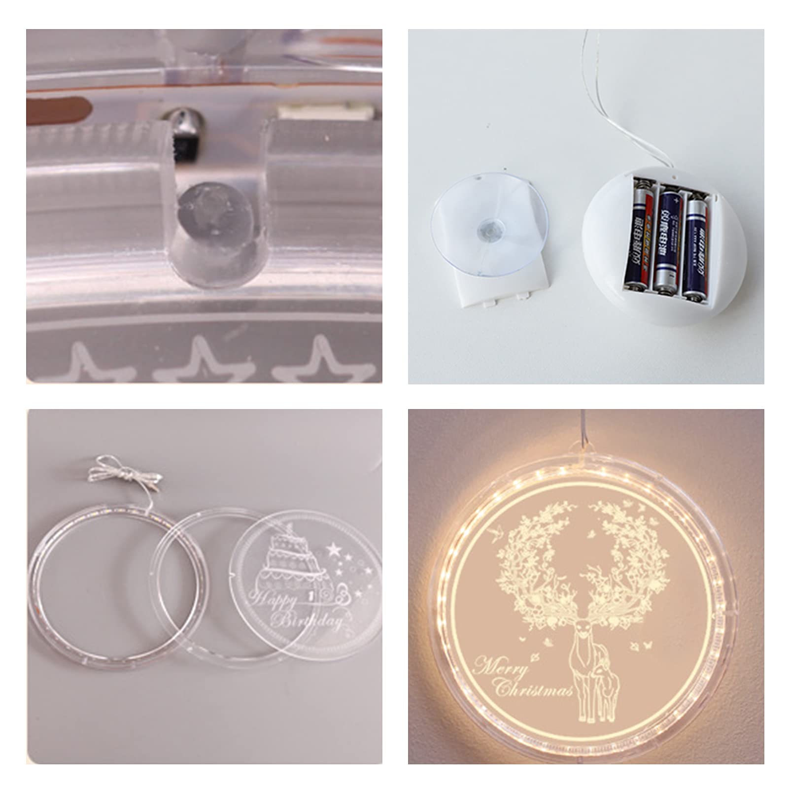 FUFRE 16cm Weihnachtsdeko Fenster Beleuchtet Batterien, LED 3D Nachtlicht Nachttischlampe Mit Fernbedienung & Smart Touch Bester Geburtstag Für Weihnachtliche (3-teiliges Set)
