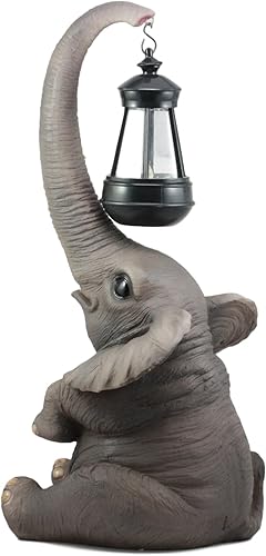 Miniatura 4 de Ebros - Luces caprichosas para tronco, estatua de elefante con luz LED solar, farol, circo, ternero, elefantes, decoración para el hogar, patio,