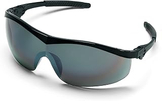 MCR Safety ST117 Storm Ratchet Bayonet Temple Single Lens Glasses with Black Frame and Silver Mirror Lens