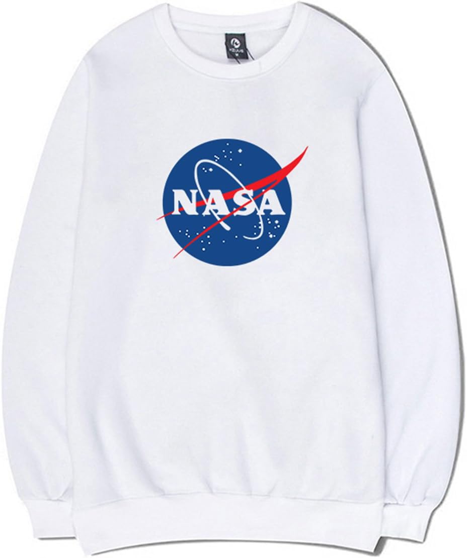 Fashion NASA Logo Print Hoodie Sweatshirt with Pocket(Smaller Than Standard Size)