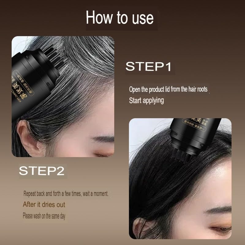 Image of 2 in 1 Hair Color Dye Stick Comb, Safe-And Waterproof and Sweat-Proof Hairs Dyes Comb,Instant and Best Hair Care, for Women & Men, Korean Hair Color Easy Application (Brown Hair Dye) (Black Hair Dye Comb)