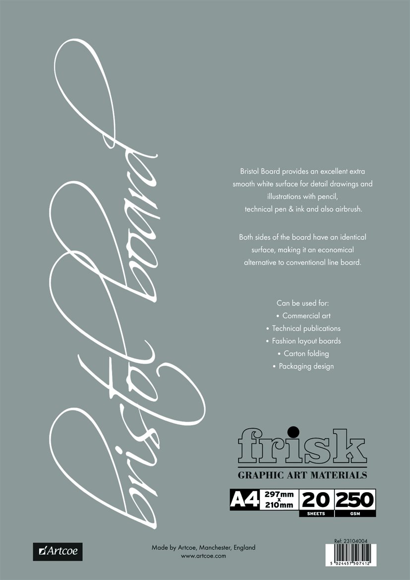 Frisk 23104004 Bristol Board Paper Pad A4 250gsm, White