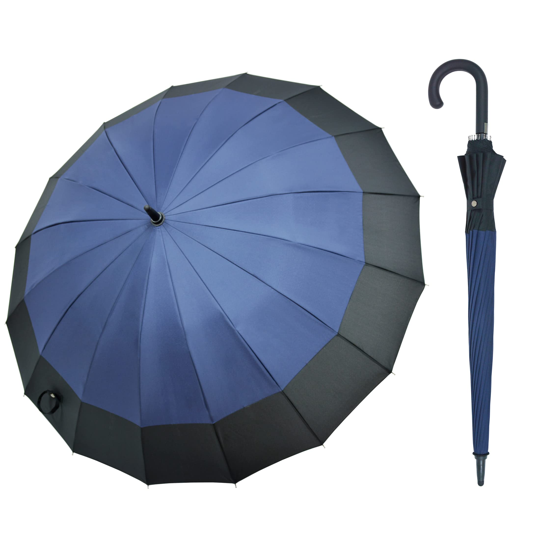 Kung Fu SmithBlack Stick Umbrellas for Rain, Auto Open & Windproof