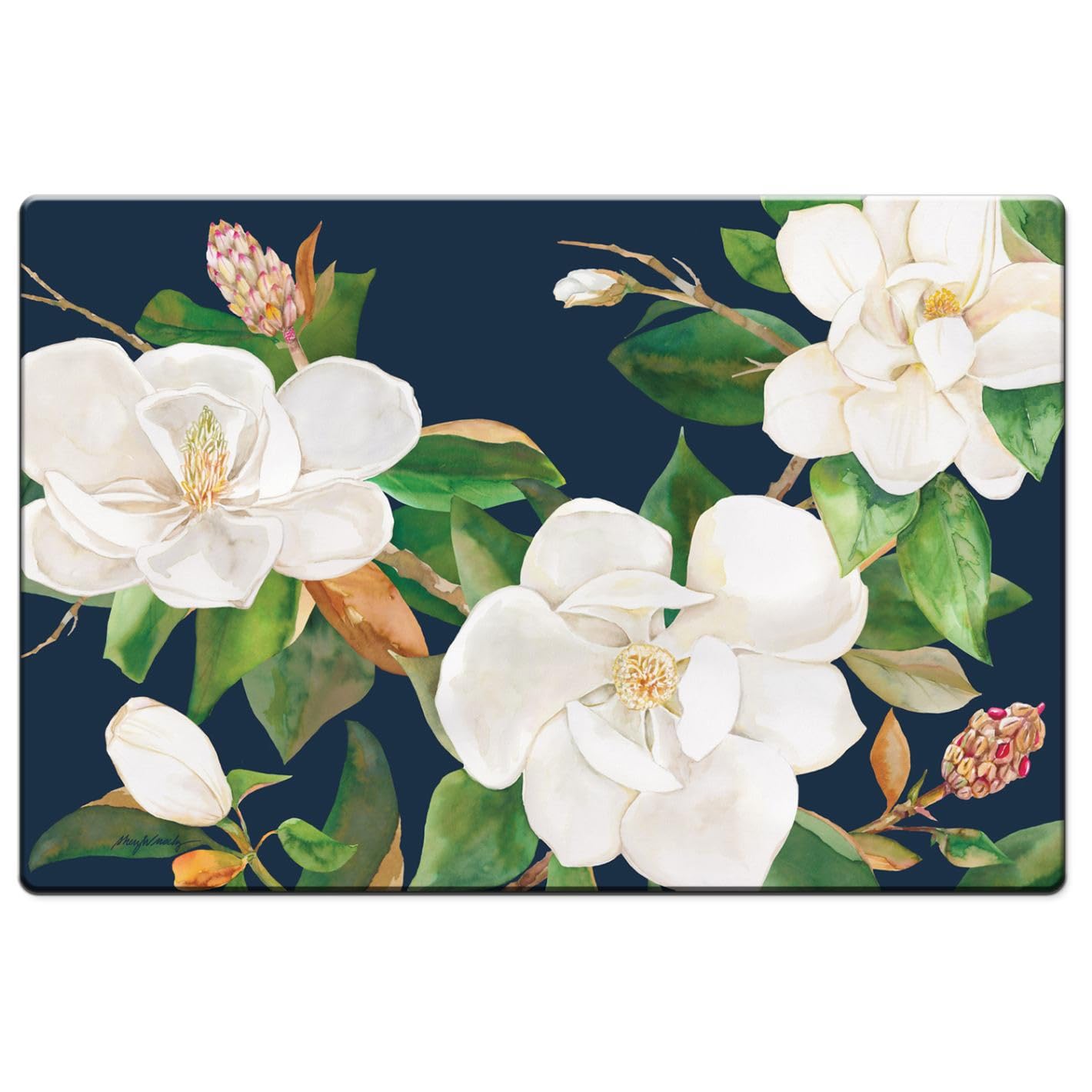 CounterArt Magnolia Motif 30” x 20” Decorative Vinyl Comfort Floor Mat Manufactured in The USA, Waterproof, Reduces Muscle Fatigue, Easy to Clean