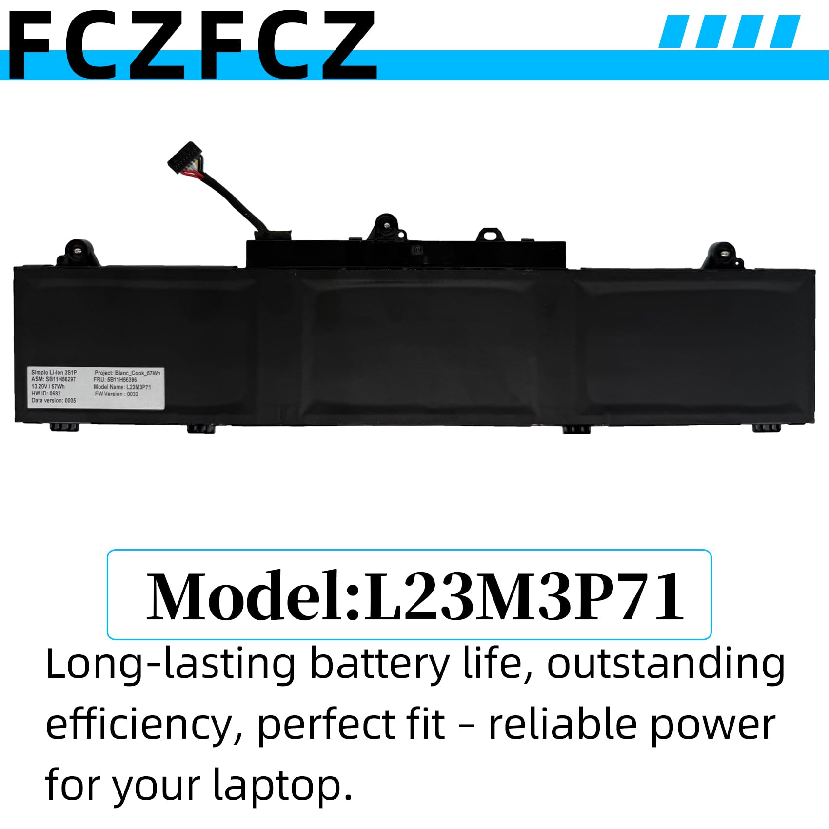 Amazon.com: FCZFCZ L23M3P71 Battery 57Wh Replacement for Lenovo