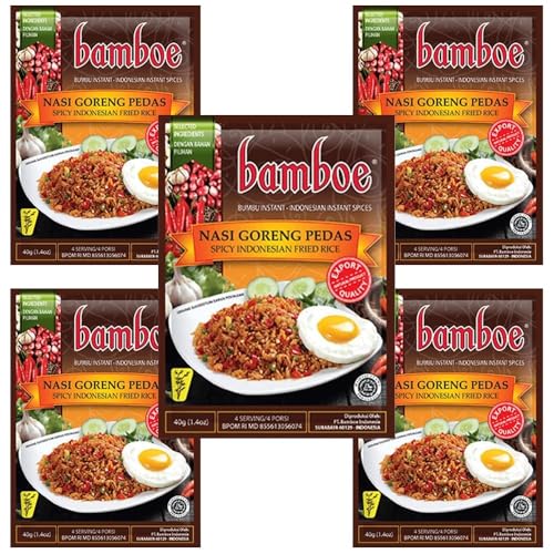 まとめ買いセット Bamboe バンブー インスタント調味料 Nasi Goreng Pedas ナシゴレン プダス 40g × 5袋