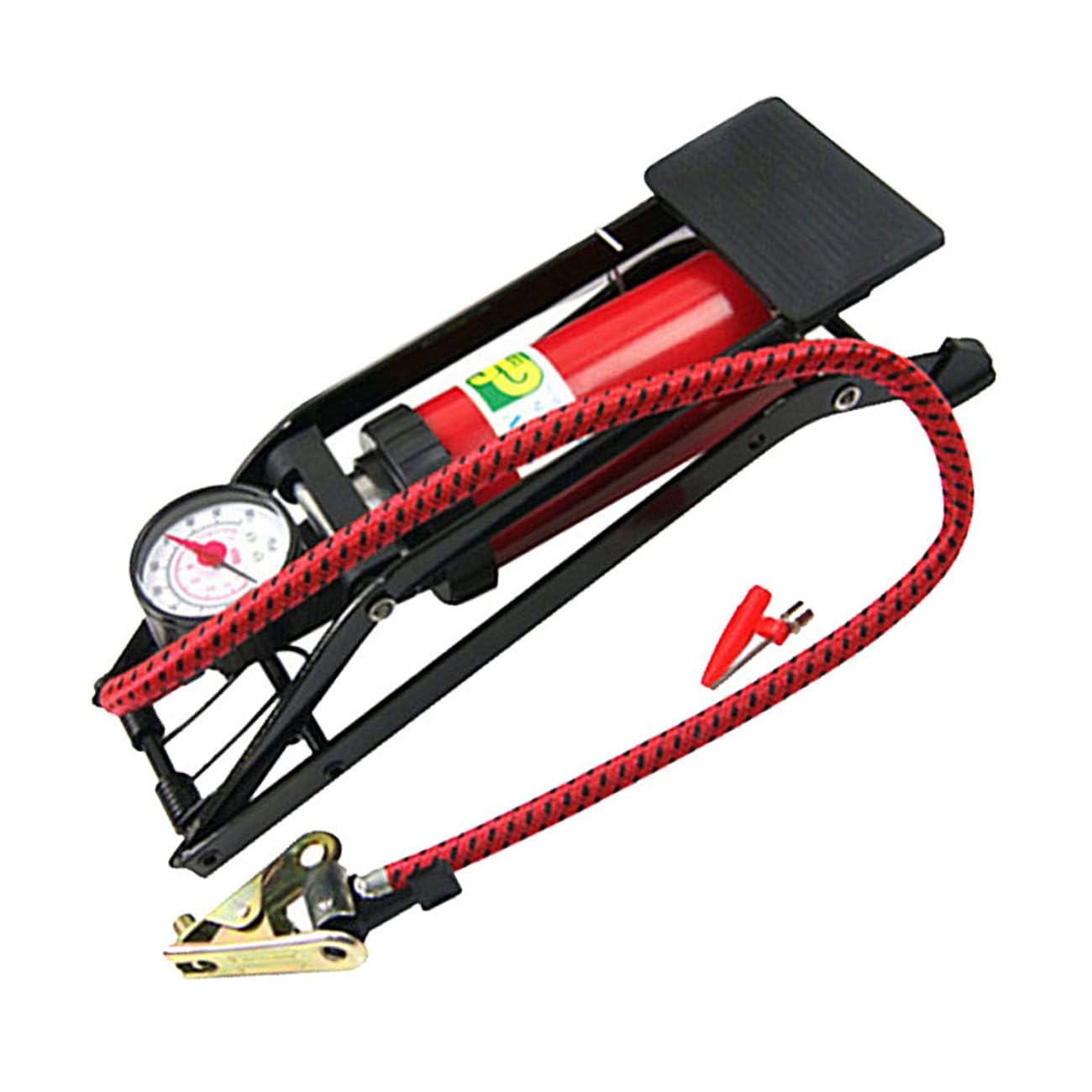 ifundom Hochdruck Tragbare Fußpumpe mit Manometer Rutschfestem Pedal Multifunktional für Auto Fahrrad Motorrad und Gummi Boote Praktische Reifenfüllpumpe für Unterwegs