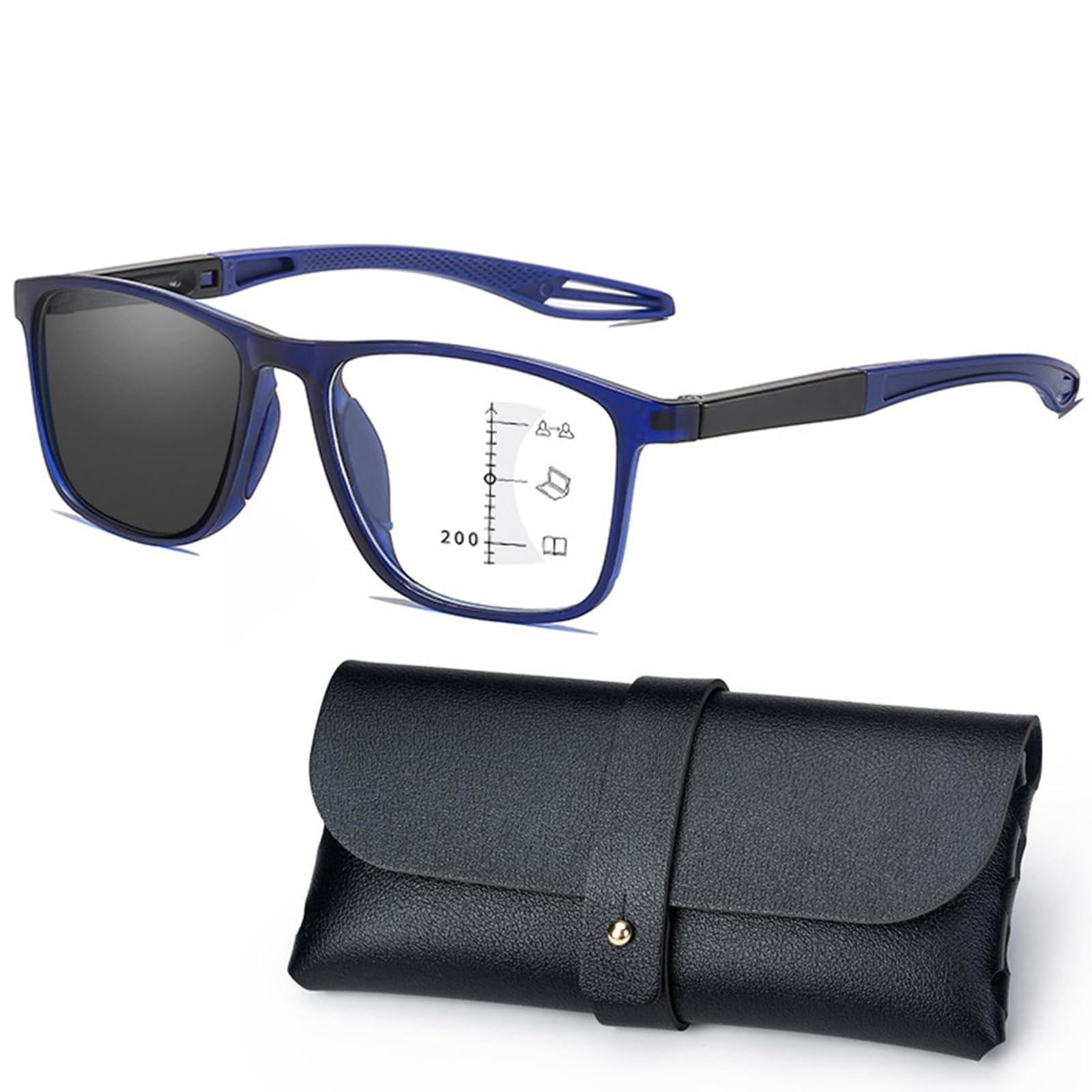 Reading Glasses Men, Sports Tr Square Frame Ultra-Light Anti-Blue Light Reading Glasses