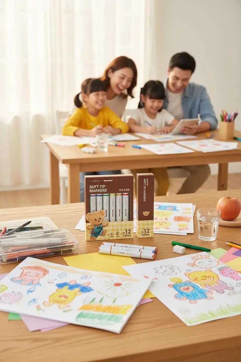 Miniso Lisanslı Butterbear Serisi 12 Renk Yumuşak Uçlu Marker Seti 15.5 Cm, 2020714010100