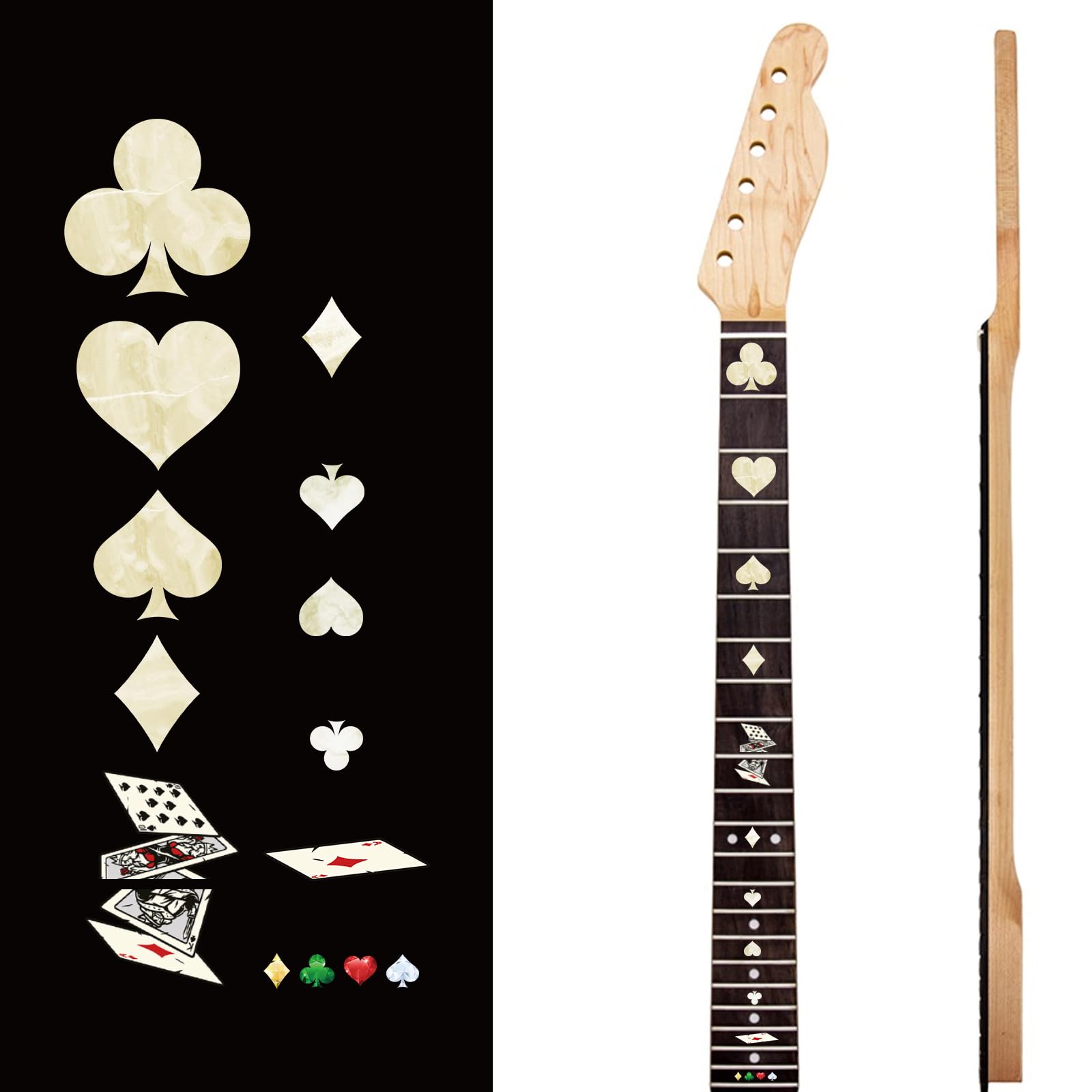 PLIGREAT 2 Pz Chitarra Decor Adesivi Chitarra Collo Adesivo FAI DA TE Chitarra Decor Rimovibile Poker Tute Decalcomanie per Chitarra Acustica Decor Chitarra Musicale Basso Negozio Forniture