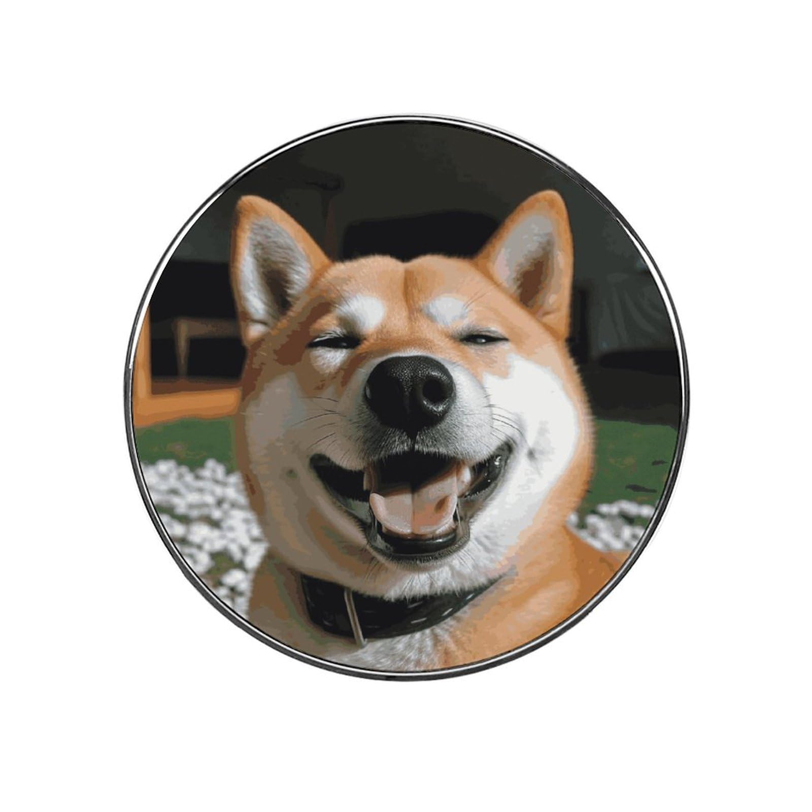 Adfgyerh Style Shiba Inu Smile Tongue Out Refrigerator Magnets Circular Design，Stickers Home Decorations，Fridge Magnets For Fridge Plant Lovers Kitchen Office Locker Whiteboard Car Garage Decor.