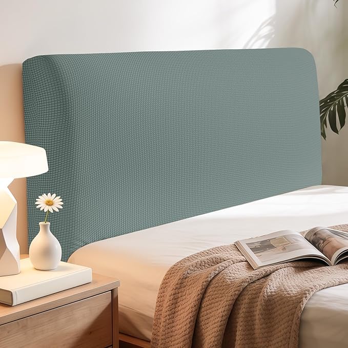 Niuoppy Bed Headboard Cover Fully Wrapped, Stretch Head Board Covers for Single Bed, Beds Headboard Protector Dustproof and Cat Scratch-proof (Green, 150cm)