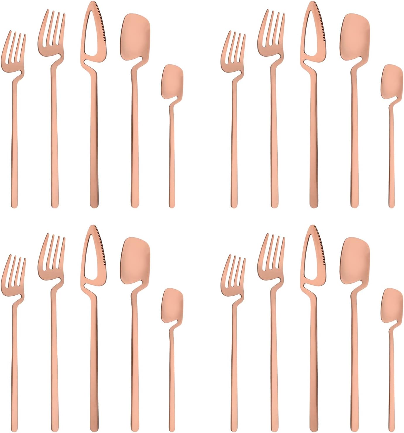 20-Piece Silverware Set, Matte Flatware Set for 4, Stainless Steel Tableware Cutlery Set for Home Restaurant and Wedding, Rose Gold Cute Knife Fork Spoon Utensils Set, Dishwasher Safe