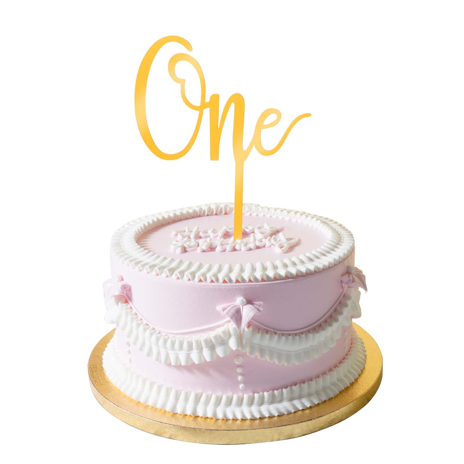 Cake Topper Wooden Gold Heart 1st Birthday 1st Birthday Kids Britdhay Party Decoration Double Sided Anniversary Babyborn (Heart