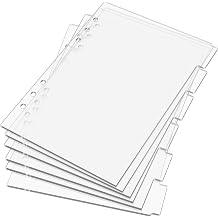 Koqye 1mm Thick Acrylic Clear A5 Binder Dividers with 6 Tabs, 5.8" x 8.3"