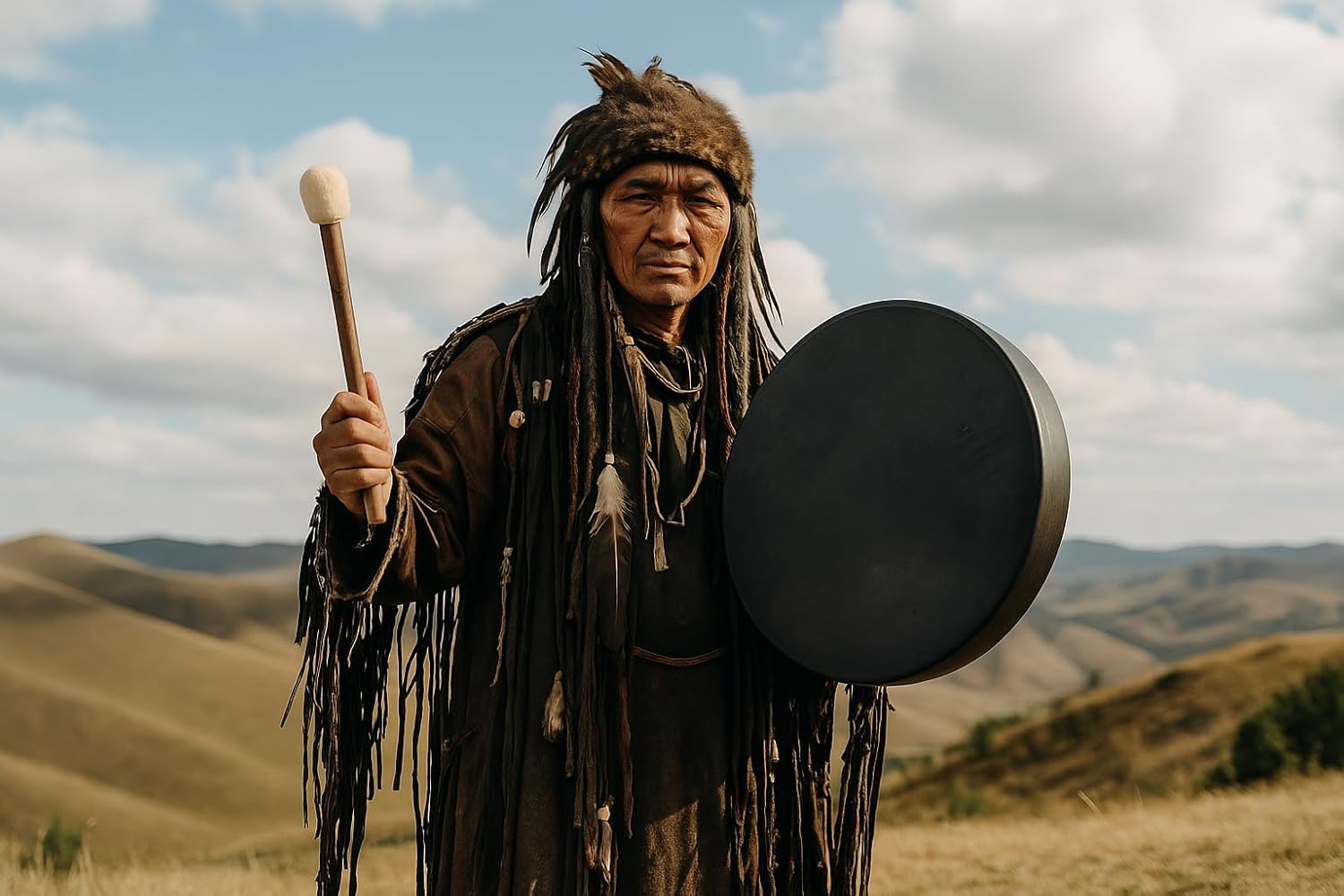 ARAW American Shamanic Native Drum Bison Natural Hide (20 Inches Diameter X 3 Inches Depth)