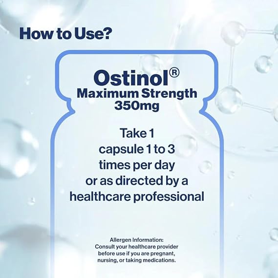 Ostinol Standard 350mg - Bone & Joint Supplement for Moderate Bone Loss & Moderate Joint Support - 30 Capsules