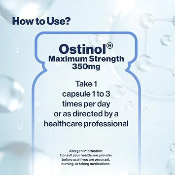 Ostinol Standard 350mg - Bone & Joint Supplement for Moderate Bone Loss & Moderate Joint Support - 30 Capsules