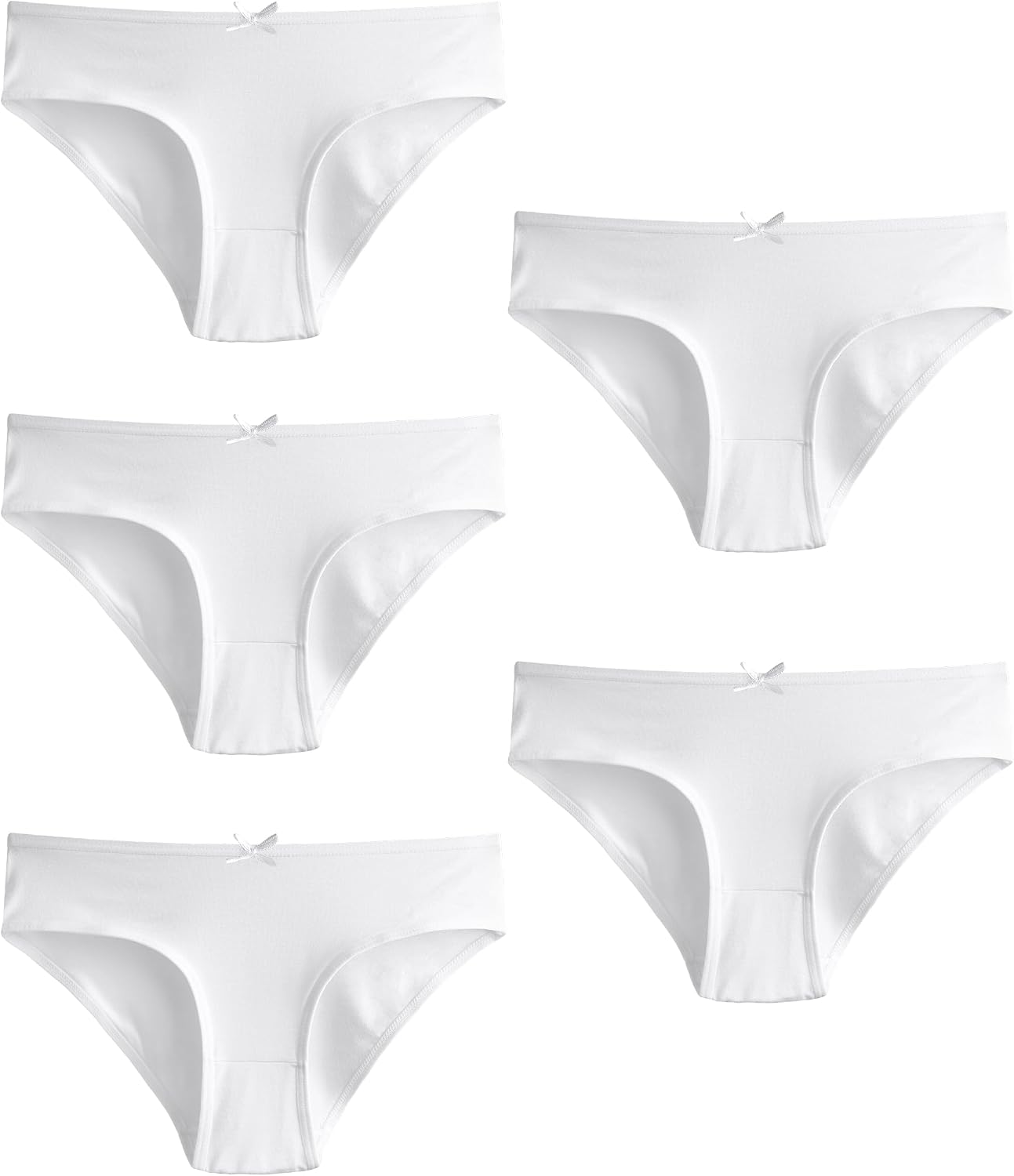 Donella Teen Girls Panties - 5 Pack Mid Rise Soft Cotton Bikini Underwear, Age: 6-17