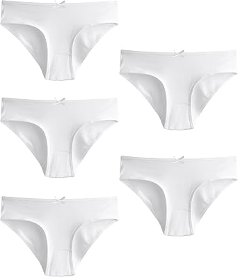 Donella Teen Girls Panties - 5 Pack Mid Rise Soft Cotton Bikini Underwear, Age 6-17