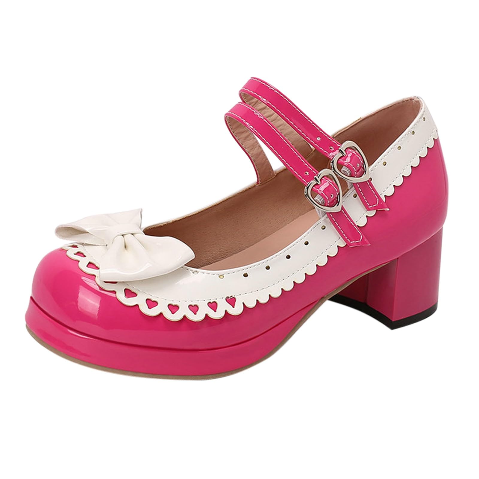 Mary Jane Schuhe Damen Plateau, Kleid Schuhe Blockabsatz Pumps Süße Lolita