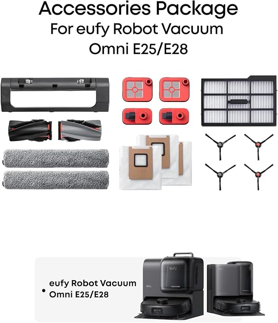 eufy Vacuum Accessories, Accessory Bundle for E25/E28 Omni, Side Brush