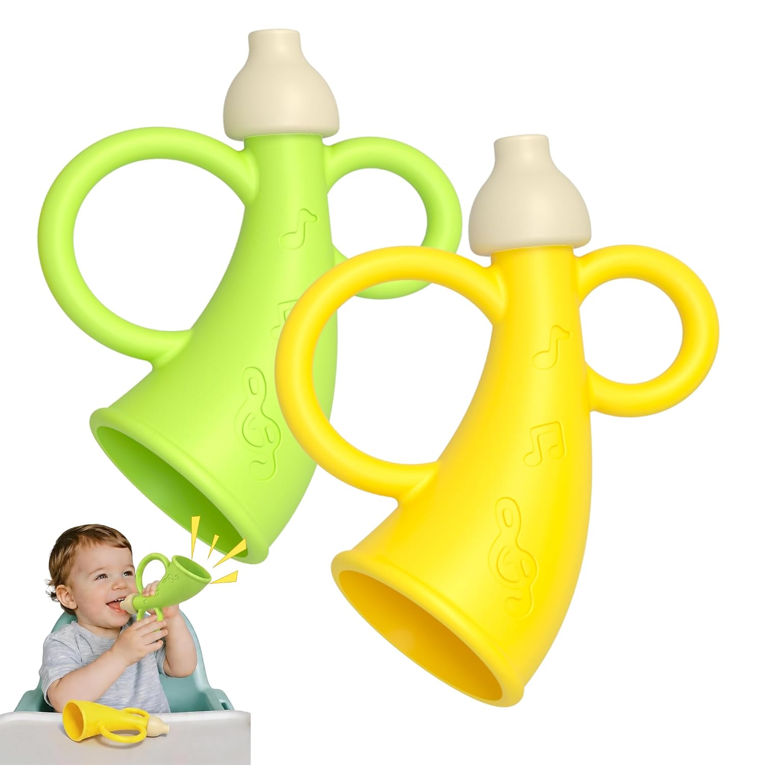 Baby Trumpet Toy 2PCS Horn Blowing Teething Toy Toddler Whistle