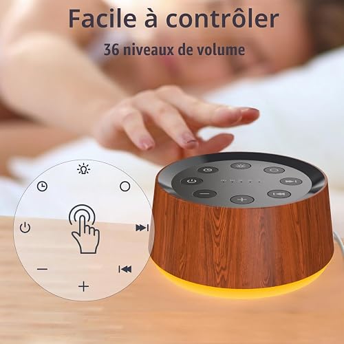 White Noise Sound Machine with 30 Soothing Sounds 12 Colors Night Light Brown Noise Machine for Adults Baby Kids Sleep Machines with 36 Volume Levels Memory Function 5 Timers for Home Office Travel - 5