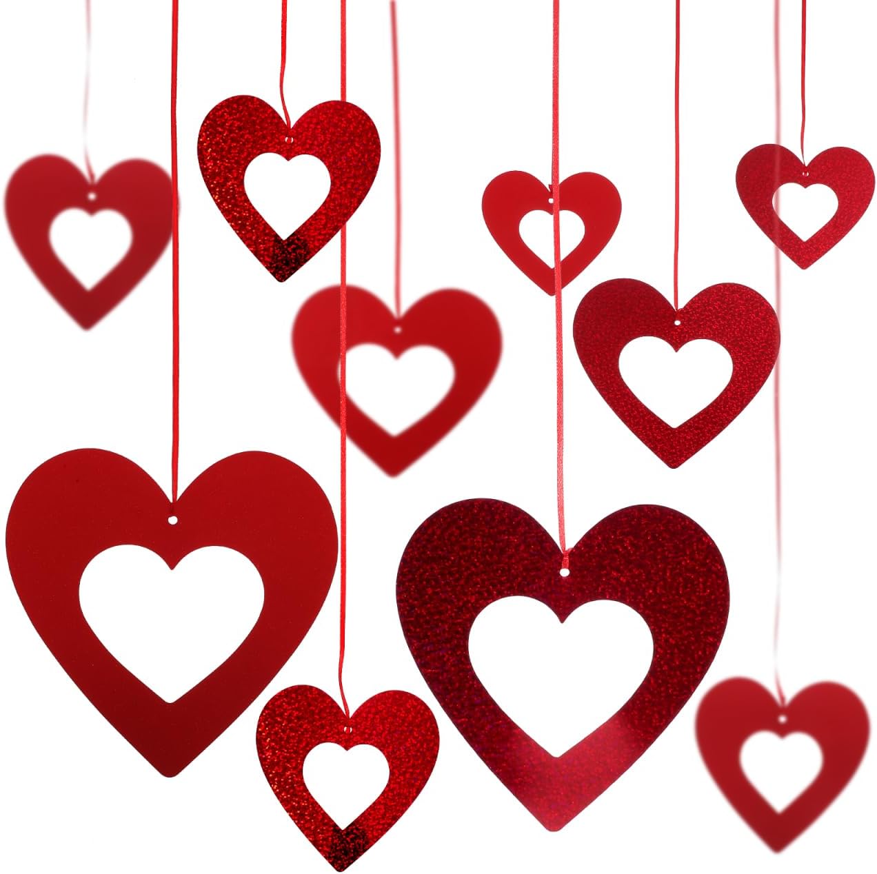 40Pack Red PVC Hanging Heart Garland 6 x 6 in
